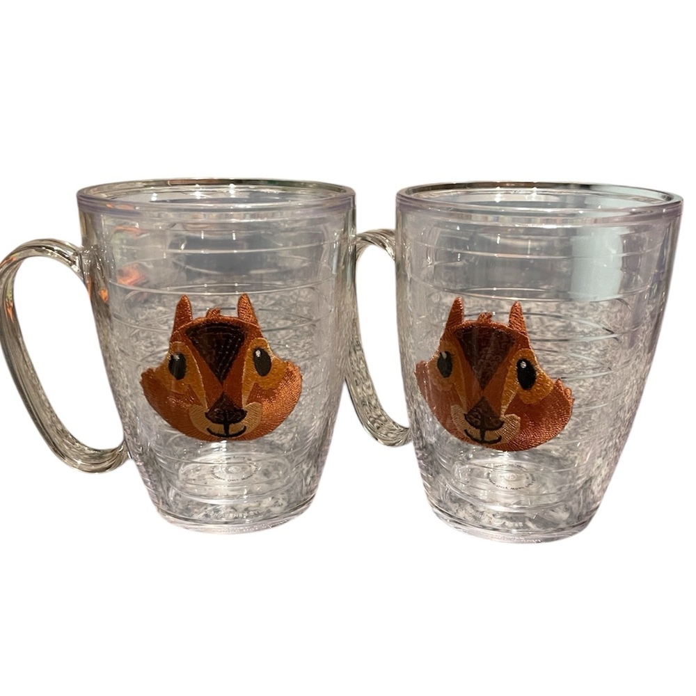 Tervis Clear Mugs With Squirrel Design Faces Set of 2